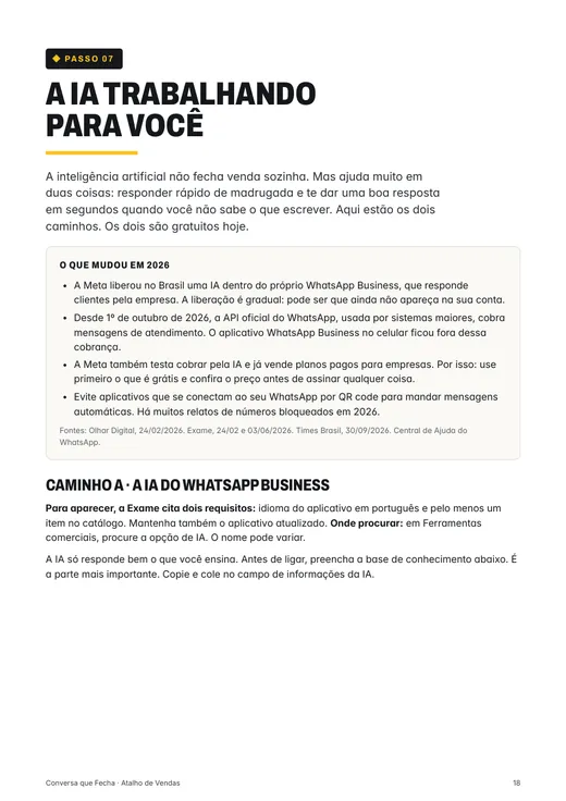 Página do guia sobre a IA do WhatsApp Business